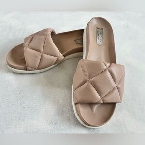 Steven New York Lazier Quilted Puffy Slide Sandals Nude Size 8